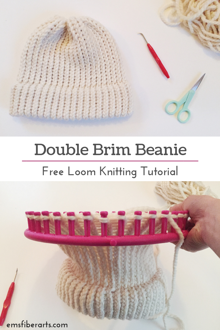 Learn To Loom Knit Double Brim Beanie Tutorial Em S Fiber